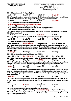 Đề kiểm tra học kỳ 2 môn Vật lý 12 - Trung tâm GDTX-HN & DN huyện Thăng Bình